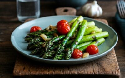 Sautéed Asparagus With Garlicky Burst Tomatoes