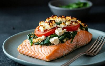 Baked Salmon With Feta And Spinach Stuffing